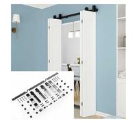 Herrajes for riel tipo caja, kit de montaje en pared for riel de puerta de granero de acero al carbono, con guía de piso y pestillo con manija, apto for uso interior y exterior.(120cm orbit)