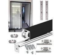 Herrajes ocultos para puertas correderas tipo gran Kit de puerta corredera negra, herrajes for riel de puerta corrediza de 50-190 cm for una sola puerta de Granero de madera(50 cm/19.7 inch)