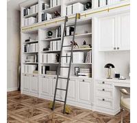 Herrajes para escalera de biblioteca deslizante con rodillo de piso y freno, kit de rieles deslizantes móviles para colgar (sin escalera)(Telescopic,366cm Kit de pista)