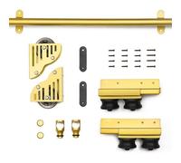 Herrajes para Escalera rodante de Biblioteca. Incluye Rueda Inferior con Freno. Kit Completo de riel Deslizante de Tubo Redondo de Acero Dorado (sin escaleras)(600cm Kit de Pista)