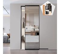 Herrajes para puerta corrediza, espejo corredizo oculto sin rieles con cierre suave, solución moderna para armario y armario, 142 cm, mejora tu diseño interior y e espacio