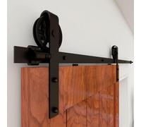 Herrajes Puertas Correderas 153cm Rieles Kit Puerta Corredera Negro para 1 Puerta Corredera Madera 76cm Ancho, Central Rueda J-forma