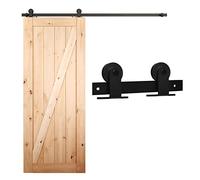 Herrajes Puertas Correderas 224cm Rieles Kit Puerta Corredera Negro para 1 Puerta Corredera Madera 112cm Ancho, Pequeña Rueda T-forma