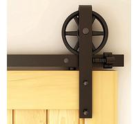 Herrajes Puertas Correderas 244cm Rieles Kit Puerta Corredera Negro para 1 Puerta Corredera Madera 122cm Ancho, Grande Rueda J-forma