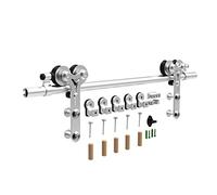 Herrajes Puertas Correderas, 4 pies-8 pies Kit de hardware de la puerta del granero deslizante de acero inoxidable 122CM-240 CM Sistema de riel industrial SIGE INDUSTRIAL Y RODILLO GUÍA DE PISO AJUSTA