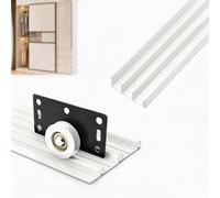 Herrajes Puertas Correderas Aluminio Kit de Rieles para Puerta Corredera para 3 Paneles - Guia Dobles Montaje Empotrado Superior e Inferior con Polea Silenciosa, Capacidad Carga 50 KG
