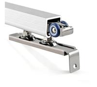 Herrajes Puertas Correderas Colgadas Invisible, Kit Puerta Corredera Oculta Techo con Riel Ruedas Tornillos para Armario Mueble TV Madera Cocina Salón Baño