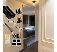 Herrajes Puertas Correderas Herrajes para Puerta Fantasma Corredera sin Riel Oculto, Riel para Puerta de Armario con Espejo Oculto, Riel para Puerta de Armario Corredera Bypass(134cm/52.8in)