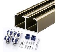 Herrajes Puertas Correderas Juego De Herrajes Puertas Correderas, Kit De Deslizamiento Con Rodillos De Cierre Suave, Kit De Cierre Armarios/separadores De Ambientes(Champagne,72in/6ft/183cm)