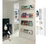 Herrajes Puertas Correderas Kit de Herrajes para Puerta de Estantería Corredera Oculta, Sistema de Riel para Puerta Fantasma Invisible, Kit Puerta Tipo Granero Soft Close(173cm/68.1in)