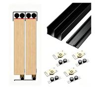 Herrajes Puertas Correderas Kit Herraje Puerta Corredera Bypass 2 Paneles, Solución Armario Dormitorio Resistente, Aluminio, Riel Superior E Inferior, Fácil Instalación(Black,39in/99.1cm)