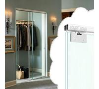 Herrajes Puertas Correderas Kit Riel Doble para Puerta Corrediza de Vidrio, Guías para Puertas de Armario de Cristal sin Marco con Sistema Bypass, Puertas Empotradas Apertura(318cm/125in)