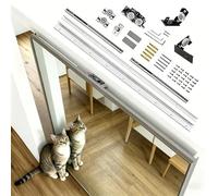 Herrajes Puertas Correderas Pista de Puerta de Espejo Deslizante de Cierre Suave Oculta, Kit de Herrajes Ocultos para Puertas Fantasma de 55-180 cm, Rieles Resistentes Puertas(96cm/37.8in)