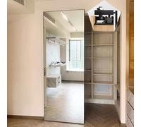 Herrajes Puertas Correderas Puerta Corredera de Armario sin Riel Puerta Fantasma con Espejo, Riel de Pared Invisible con Mecanismo de Cierre Suave, Herrajes para Puerta Corredera(130cm/51.2in)