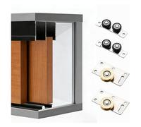 Herrajes Puertas Correderas Puertas Correderas De Doble Riel, Kit De Rodillos Guía Para Puertas De Armarios Y Taquillas, Juego De Rieles Superior E Inferior(Black,195cm/76.8in)