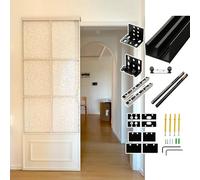 Herrajes Puertas Correderas Riel para Puerta Corredera de Clóset con Espejo para Puerta Estrecha, Sistema de Puerta Flotante con Herrajes de Puerta Tipo Granero con Cierre Suave(68cm/26.8in)