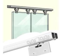 Herrajes Puertas Correderas Riel para Puerta Corredera de Doble Cristal Sin Marco, Kit de Herrajes Personalizable para Sistema de Dos Puertas con Sistema de Derivación, Guías(2.30m(7.5ft))