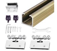 herrajes puertas correderas Riel para Puerta Corrediza de Vidrio, Riel Superior para Puerta Corrediza de Vidrio, Herrajes Puerta Corrediza Armario con Ruedas Acero Colgar(Champagne,148in/376cm)