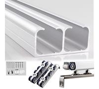 Herrajes Puertas Correderas Riel Para Puertas Correderas De Armario De 60 70 80 100 120cm, Kit Doble Riel Aluminio Para Puertas Correderas Empotradas(43in/3ft7in/109cm)