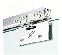 herrajes puertas correderas Riel Silencioso para Puerta Corredera de Vidrio con 8 Rodillos, Guía Para Puerta Vidrio Tipo Bypass, Herraje de Guía para Puerta Individual(Silver,80cm/31.5in)