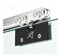 herrajes puertas correderas Riel Silencioso para Puerta Corredera de Vidrio con 8 Rodillos, Guía Para Puerta Vidrio Tipo Bypass, Herraje de Guía para Puerta Individual(Black,200cm/78.7in)