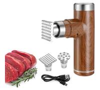 Herramienta ablandadora eléctrica de carne de 25 W, máquina de mano con 2 cabezales de martillo desmontables de acero inoxidable, 6 niveles ajustables para carne marrón