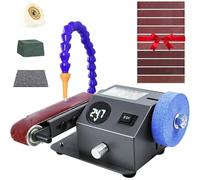Herramienta afiladora de cuchillos eléctrica de 350 W con hoja de pulido, lijadora de banco húmedo, máquina multifunción de banda de arena para tijeras, máquina pulidora pequeña, lijadora ajustable en