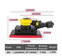 Herramienta amoladora - Lijadora Rectangular Orbital neumática, lijadora de aire cuadrada, amoladora, pulidora, herramienta de lijado, lijadoras Jitter Bug(70x198MM)