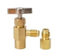 Herramienta autosellante para R1234yf A/C con /5.1 cm para ACME LH y /10.2 cm SAE macho para R12, incluye 2 adaptadores: /10.2 cm F x /5.1 cm M para manguera amarilla R134a, accesorio giratorio