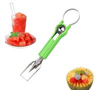 Herramienta Cortadora y Rebanadora de Sandía - Portátil 4 en 1 con Mango Ergonómico, Acero Inoxidable - Cuchara Y Sacabolas Para Sandía,Para Kiwis Piña Hogar Cocina Camping Restaurante