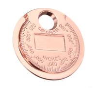 Herramienta de calibre de espacio tipo moneda para medición de 0.6 a 2.4 mm, medidor de sensación de hierro fundido a presión con llavero, herramienta portátil de ajuste de brecha de chispa para el