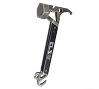 Herramienta de camping multifuncional martillo con doble cabeza, extractor de clavos y abridor de botellas (gris)