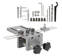 Herramienta de carpintero, kit localizador agujeros, herramienta localizadora perforación métrica carpintería aleación aluminio, perilla rotación sujeción ajustable con accesorio