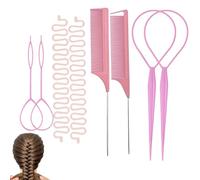 Herramienta de cola de pelo - 8 piezas de peine para trenzar estilo que no daña | Agujas para tirar del pelo | Juego de peines de separación | Para mujeres, niñas, novia, esposa, viajes, viajes
