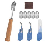 Herramienta de Corte de Pan, Cuchillo de Masa con 5 Pcs Cuchillas de Repuesto +3PCS Mini cortador de pan para pulgar, Cuchillo de Panadero, Cuchillo de Baguette, Mango de Madera,Cuchillo de Pan