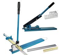 Herramienta de corte manual de riel DIN, cortador de riel de doble ranura con máquina de tronco superior de banco, deslizador de posicionamiento y regla de 50 cm, ajustable 45° 90°, ideal para acero