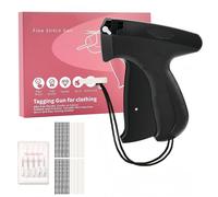 Herramienta de costura instantánea inalámbrica ni aguja - Dispositivo de reparación rápida para ropa, dobladillos y tejidos - Con 5 agujas - 1000 agujas de plástico (negro)