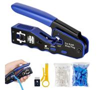 Herramienta de crimpado de cable Ethernet | Kit de herramientas profesional de cable Ethernet, herramienta de crimpado de red, crimpadora ergonómica para cortar pelar y engarzar