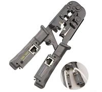 Herramienta de crimpado de cables de red 2 en 1 con probador de cables integrado, cortador pelacables para cables LAN Ethernet 8P 6P 4P RJ45 RJ12 RJ11 (SKU)