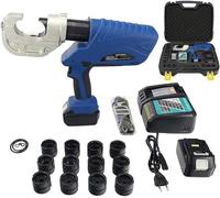 Herramienta de crimpado hidráulico, crimpadora de terminales de cable eléctrico, kit de herramientas de alambre alimentado por batería con 12 juegos de troqueles para uso industrial