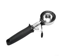Herramienta de cuchara de helado de acero inoxidable con mango ergonómico para servir fácilmente helado, frutas, galletas y masa, diseñada para un uso diario fiable y fácil mantenimiento (negro)