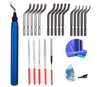 Herramienta de desbarbado universal, juego de 15 piezas de repuesto y 5 limas de diamante, mango de metal, desbarbador manual, herramientas de desbarbado para impresora 3D, plástico, aluminio, cobre,