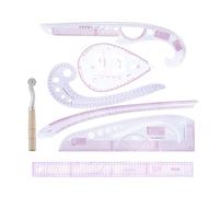 Herramienta de dibujo de patrones de rodillo de costura de 7 piezas, kit de regla de forma flexible | Guías de transparentes, plantilla de curva de rueda de escritura, ideal para trabajos de
