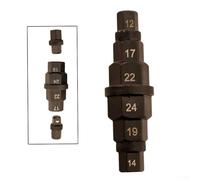 Herramienta de eje de motocicleta 6 en 1 llave para tareas de eje delantero, incluyendo extracción de instalación y ajuste con tamaños hexagonales que van desde 12 mm a 24 mm