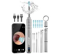 Herramienta de eliminación de cera de oído, limpiador de oídos con cámara, kit de limpieza de oídos 1296P HD, 6 luces LED y 12 púas de oído, eliminación de cera de oídos con otoscopio para eliminar la