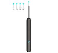 Herramienta de Eliminación de Cera de Oídos, Kit de Limpieza de Oídos con Cámara, Kit de Eliminación de Cera de Oído Inalámbrico 1080P HD, Otoscopio de Cámara de Oído con Luz LED Y 4(negro)