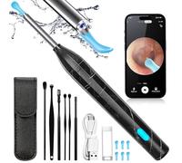 Herramienta de eliminación de cerumen de 1920P HD con cámara, extractor de cera de oído de silicona suave con 6 luces LED, compatible con iPhone, iPad y Android