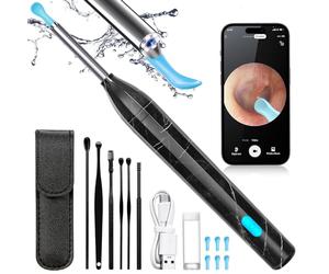 Herramienta de eliminación de cerumen de 1920P HD con cámara, extractor de cera de oído de silicona suave con 6 luces LED, compatible con iPhone, iPad y Android