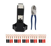 Herramienta de engarzado de terminales de martillo con cortador de cables, engarzadora de cables de batería para terminales AWG 8 a 4/0, incluye 20 conectores de cobre y 20 tubos