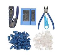 Herramienta de engarzado RJ45, engarzador de paso con cabezal de cristal RJ45 Cat6 y cubierta protectora, probador de cables, cortador Pelacables